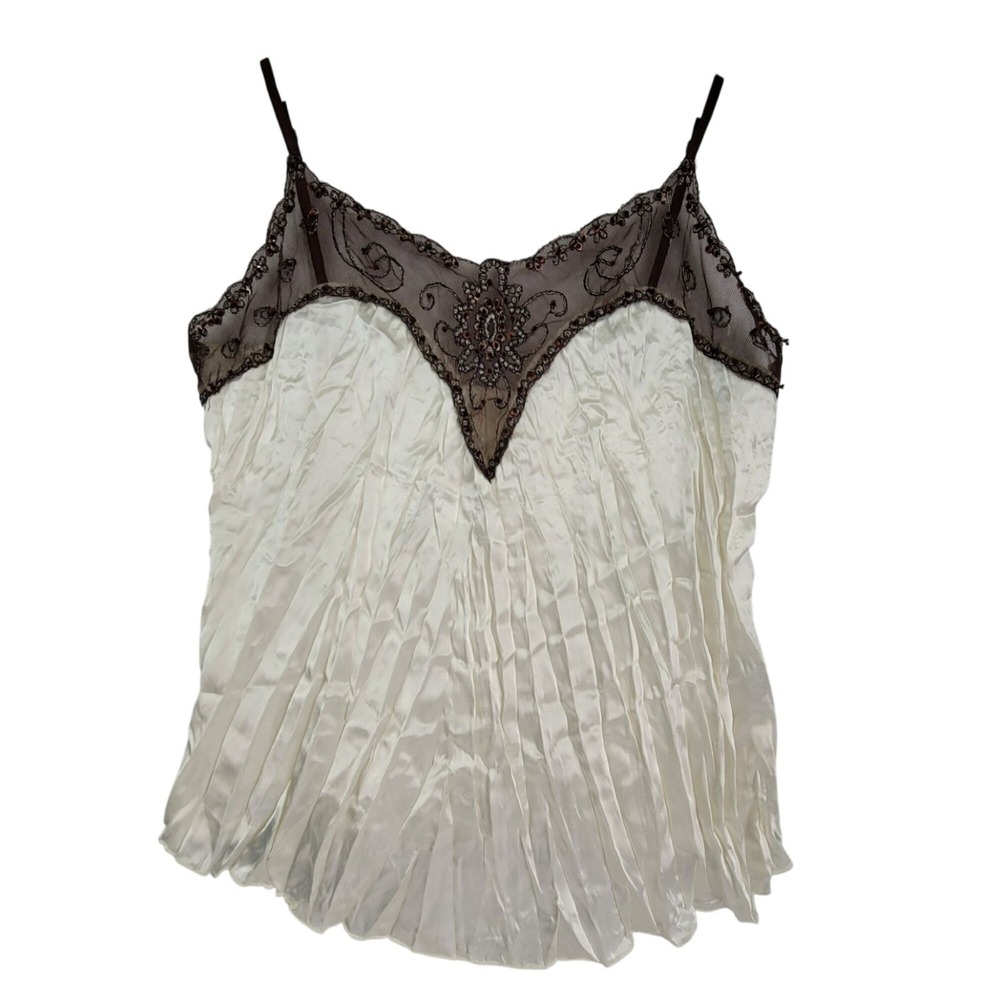 Buffalo David Bitton Women's Vintage Cream Satin & Lace Sequin Camisole Medium